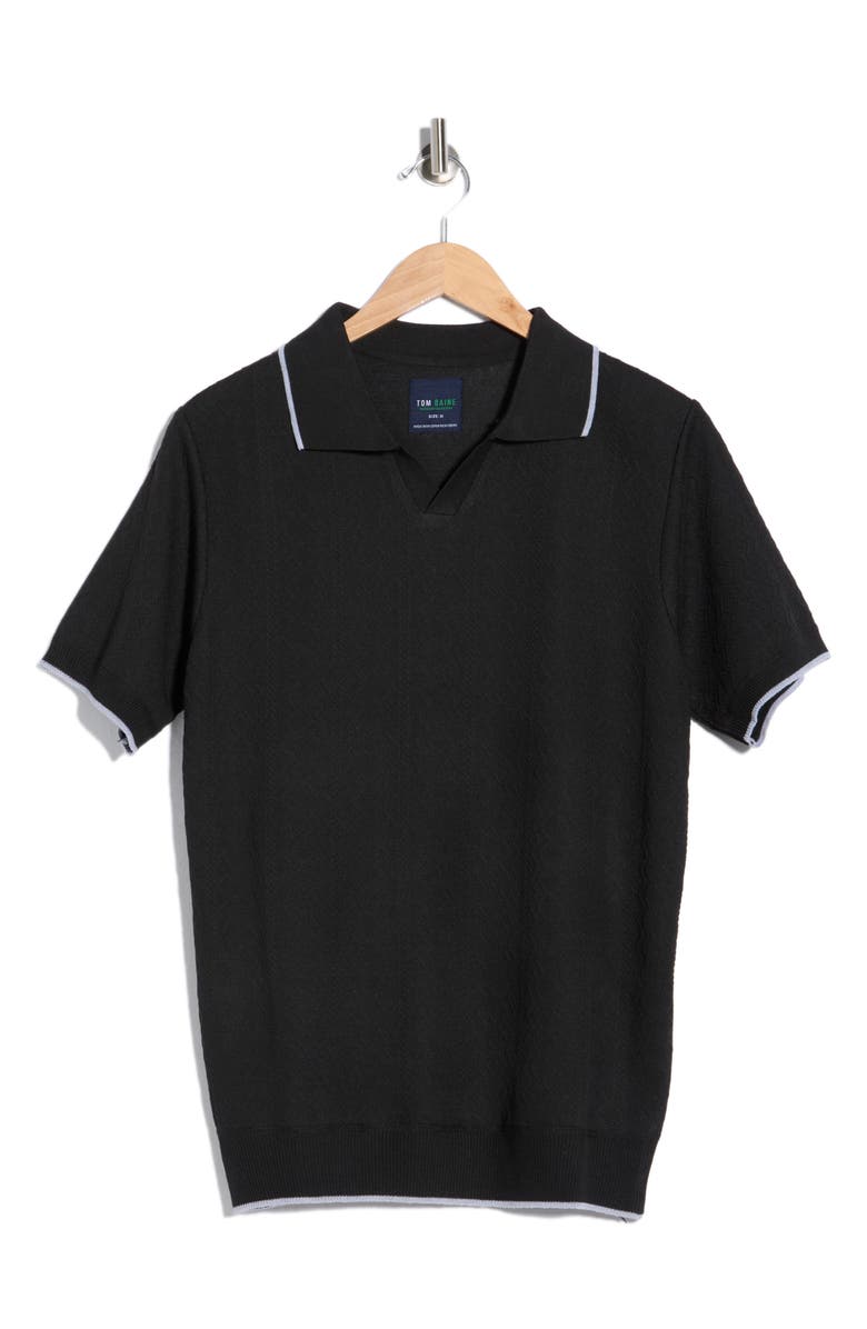 TOM BAINE Johnny Collar Knit Polo Sweater, Main, color, Black