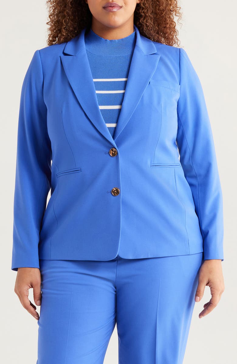 Tahari ASL Peak Lapel Blazer, Main, color, Pacific Blue