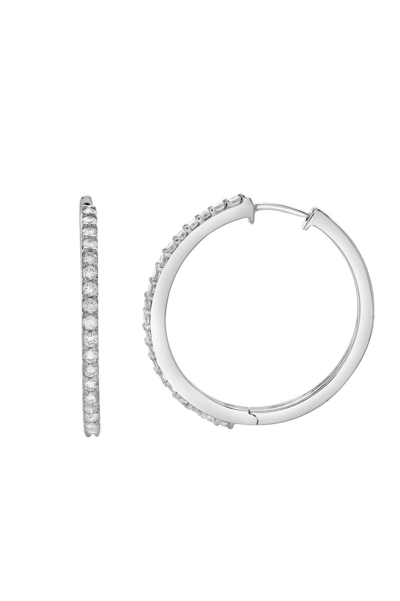 Violetta Classic Halfway Hoop Earrings in 14K Gold, Main, color, 14K White Gold