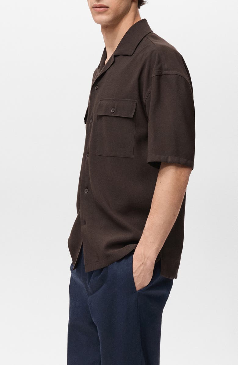 MANGO Relaxed Fit Camp Shirt, Alternate, color, Chocolate
