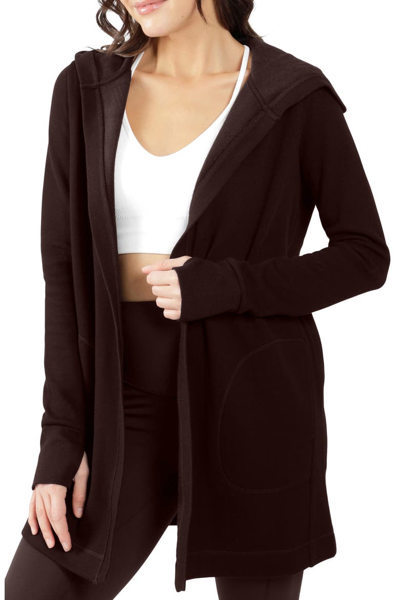 Heavy Fleece Open Front Cardigan, Main, color, JAVA