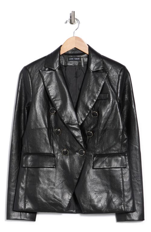 Love Token Nellie Faux Leather Blazer In Black