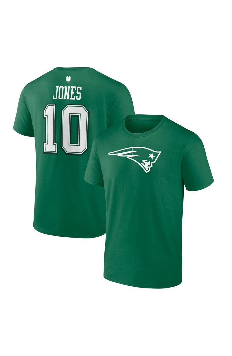 FANATICS Men's Fanatics Mac Jones Green New England Patriots St. Patrick's Day Icon Player T-Shirt, Main, color, 