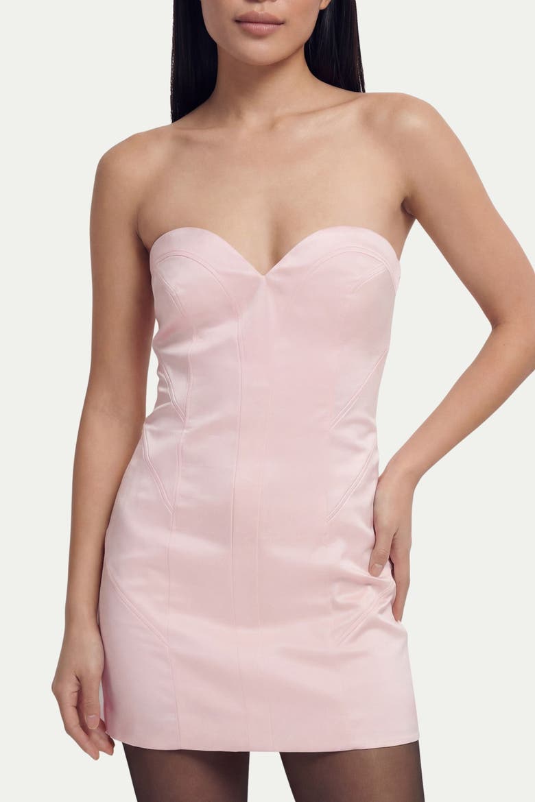 Premium Panelled Bonded Satin Mini Dress, Alternate, color, Pink