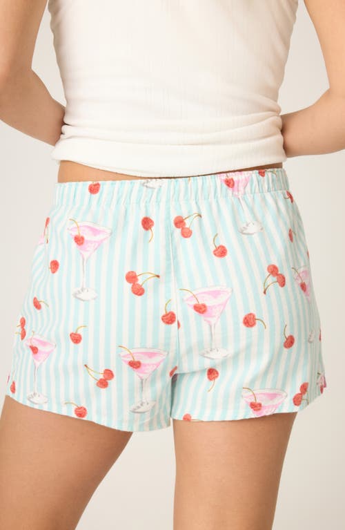 Pj Salvage Print Cotton Flannel Pajama Shorts In Blue