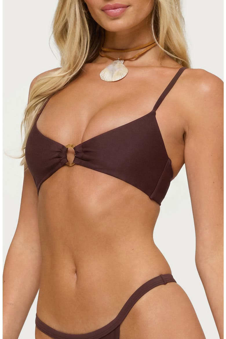 Zarai O-Ring Bikini Top, Alternate, color, BROWN