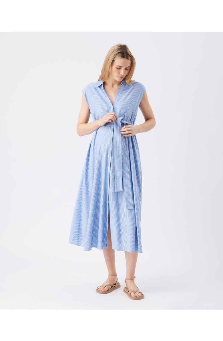 Ripe Maternity Abby Stripe Shirt Dress, Alternate, color, Blue / White