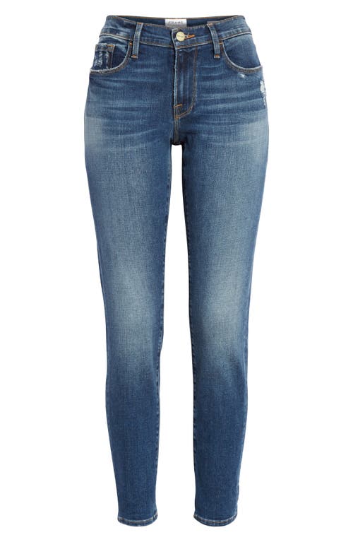 Frame Le Garcon Mid Rise Distressed Slim Boyfriend Jeans In Azure In Azure