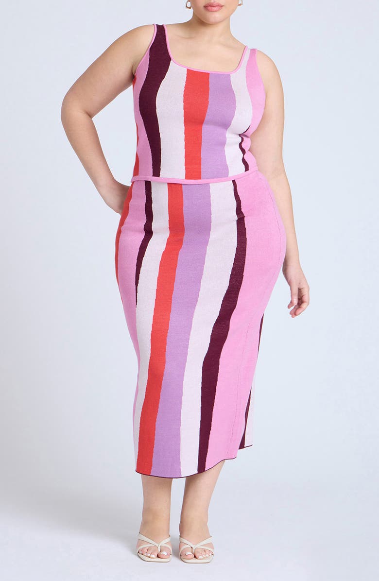 ELOQUII Stripe Intarsia Column Sweater Skirt, Alternate, color,