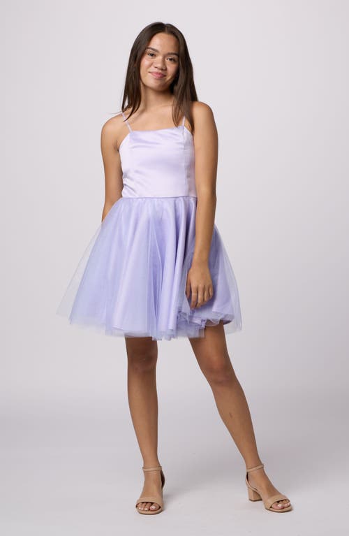 Un Deux Trois Kids' Satin & Tulle Fit & Flare Dress in Lilac 