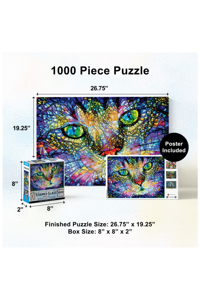 Purrfect Glass 1000 Piece Jigsaw Puzzle, Alternate, color, Multicolor