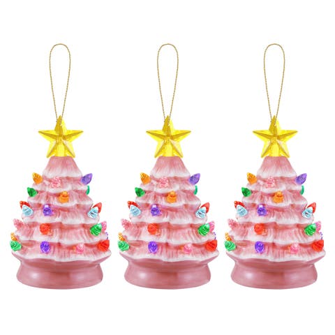 5 in. Set of 3 Nostalgic Ceramic Tree Ornaments