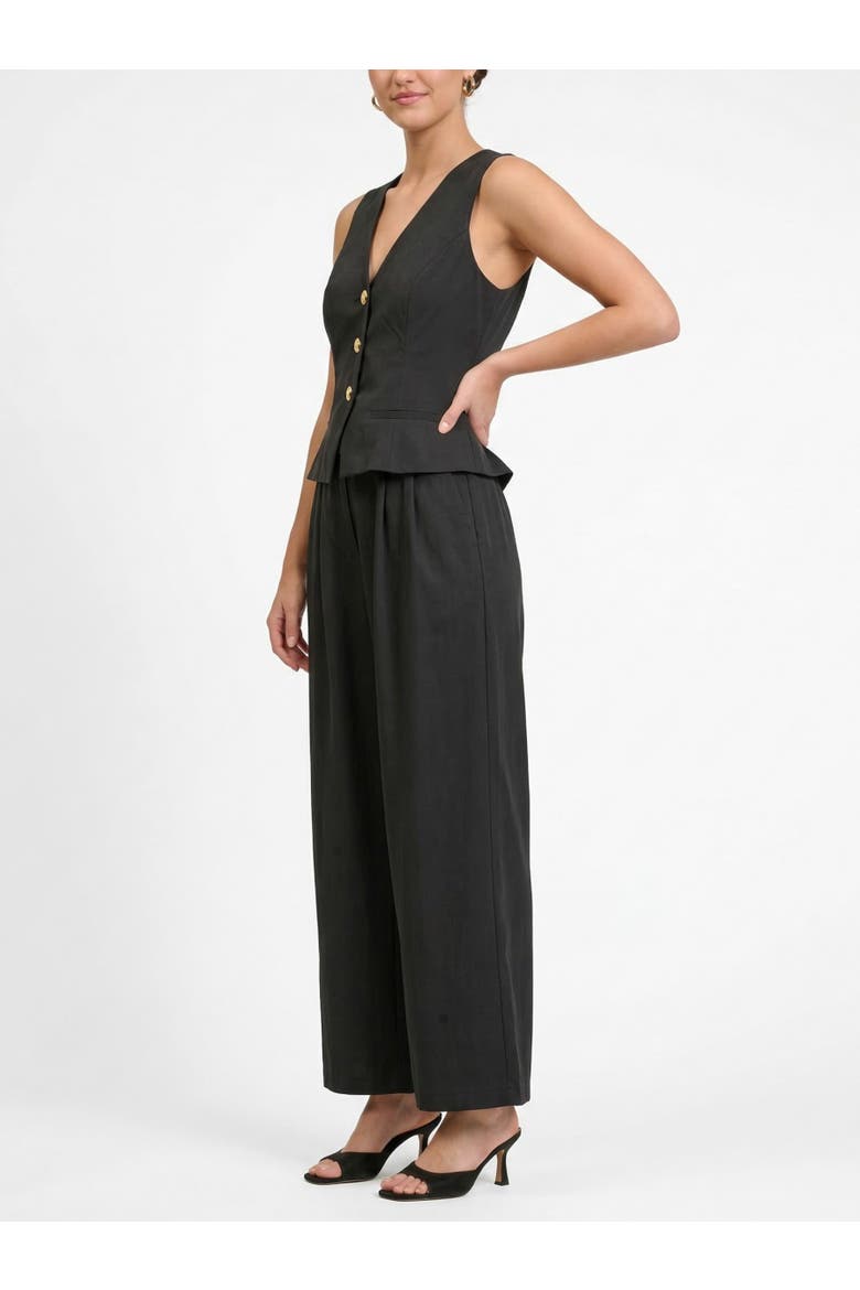 Annie Sleeveless Peplum Jumpsuit, Alternate, color, Black
