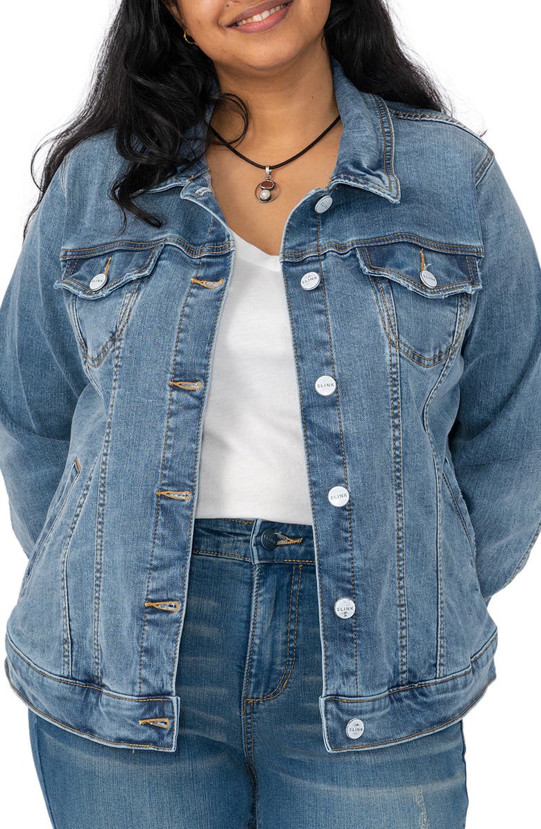 SLINK Jeans Denim Trucker Jacket, Main, color, 