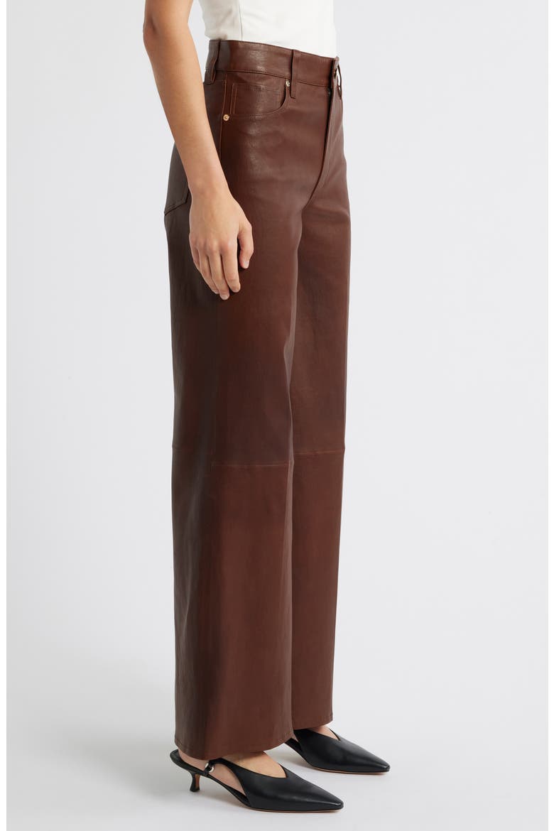 Le Slim Palazzo Leather Pants, Alternate, color, CEDAR