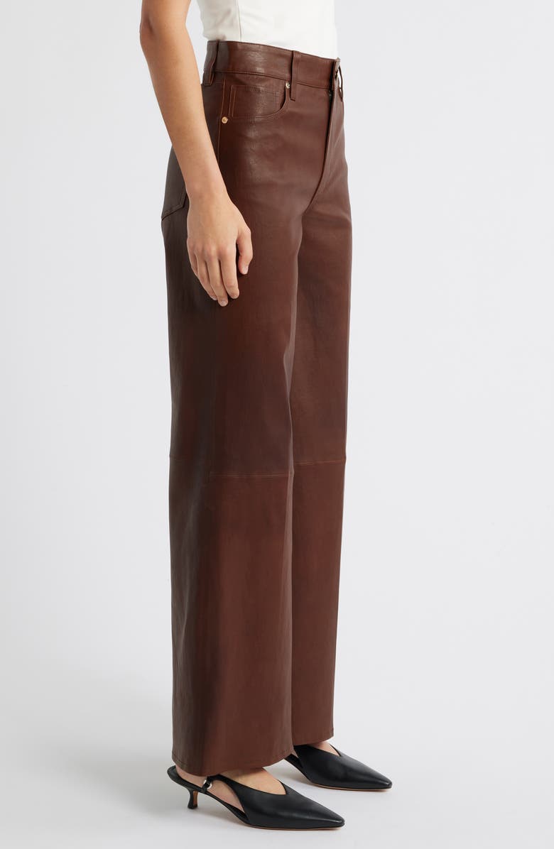 FRAME Le Slim Palazzo Leather Pants, Alternate, color, Cedar