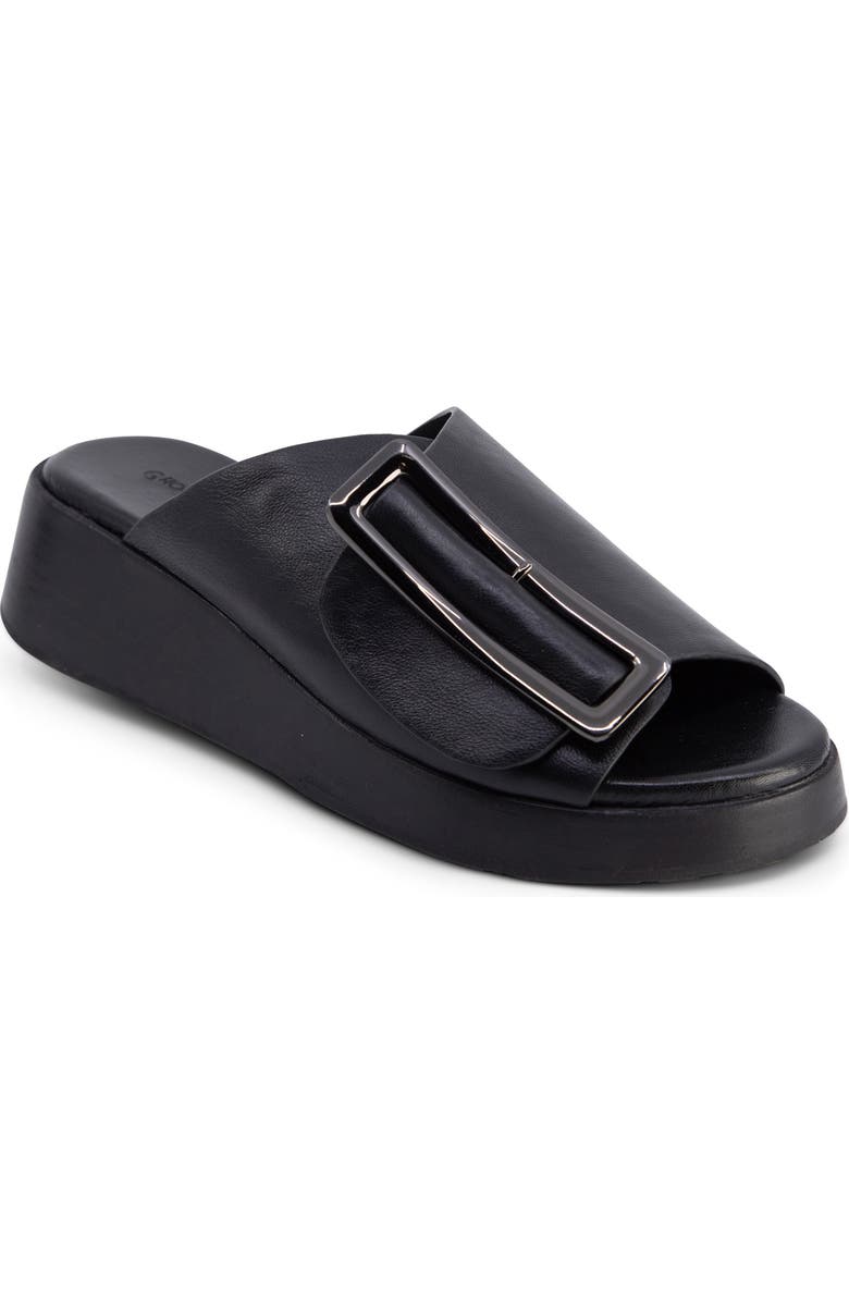 Chocolat Blu Ela Platform Wedge Slide Sandal, Main, color, Black Leather