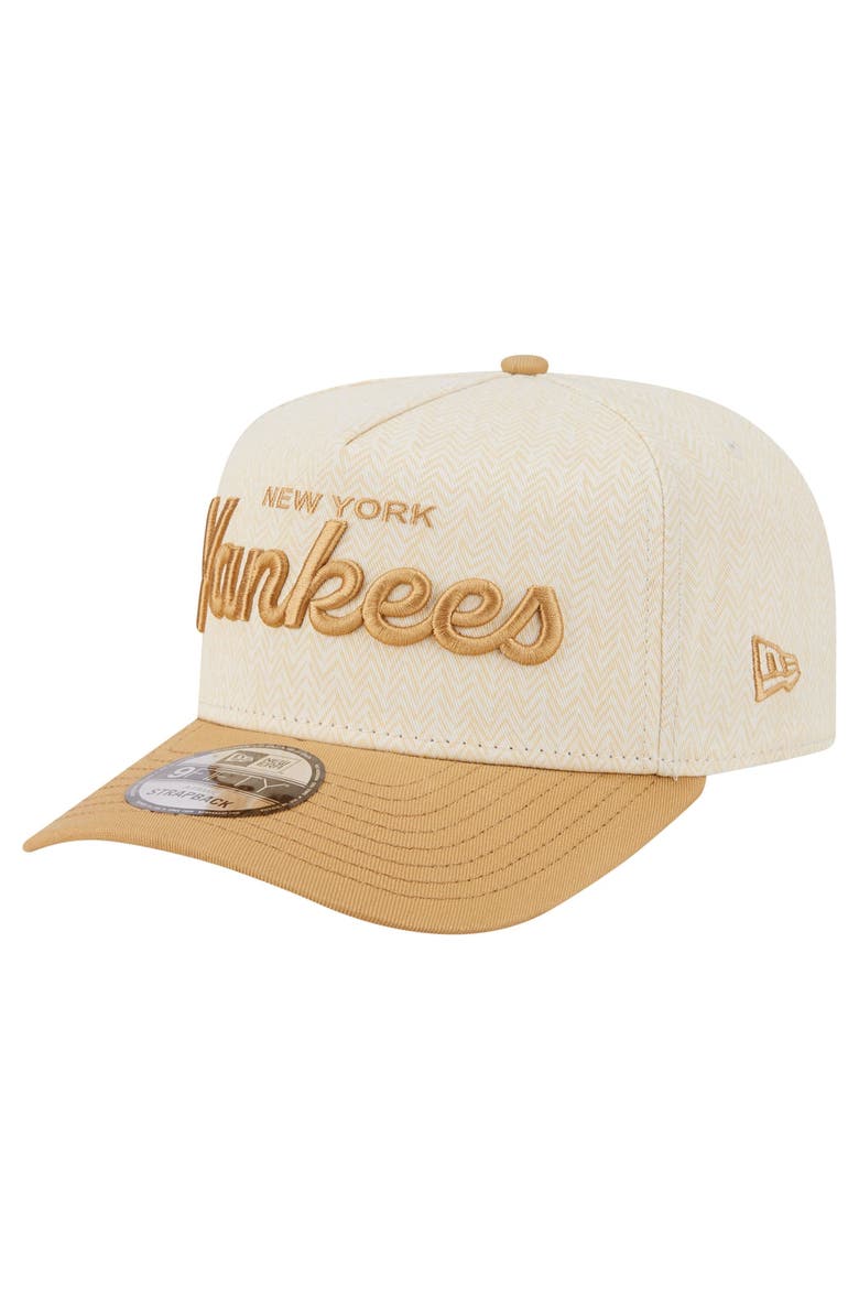 Men's New Era  Cream New York Yankees Herringbone 9FIFTY A-Frame Snapback Hat, Alternate, color, Cream