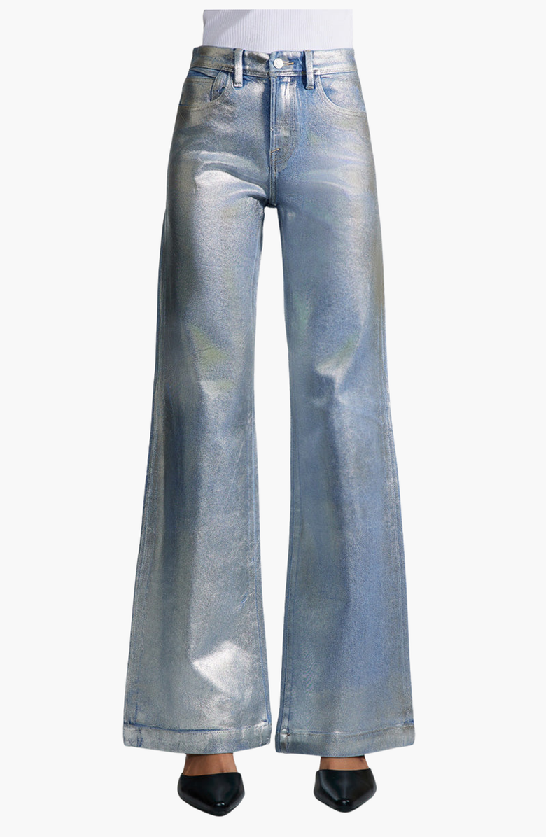 KanCan Premier Luciana Premier High Rise Holly Flare Jeans, Main, color, Light Wash Metallic