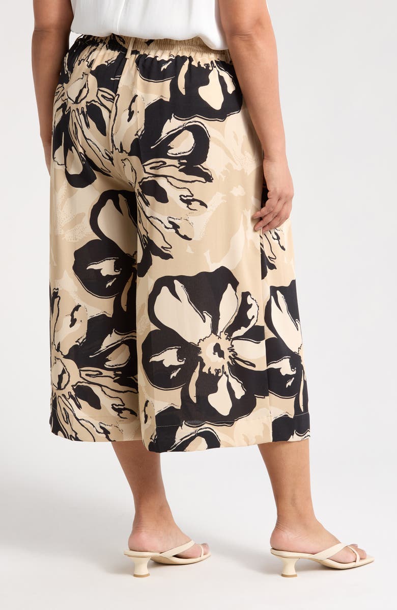 Adrianna Papell Pleat Wide Leg Pants, Alternate, color, Khaki/ Black Sunset Floral