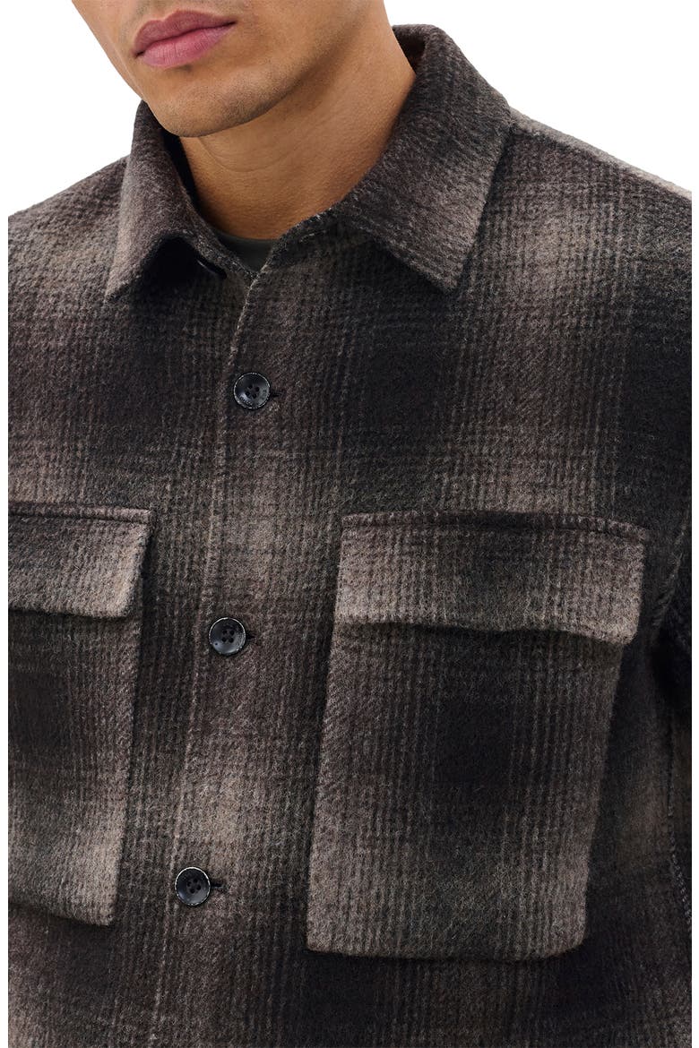 Austin Plaid Wool Blend Flannel Button-Up Shirt Jacket, Alternate, color, BROWN PLAID