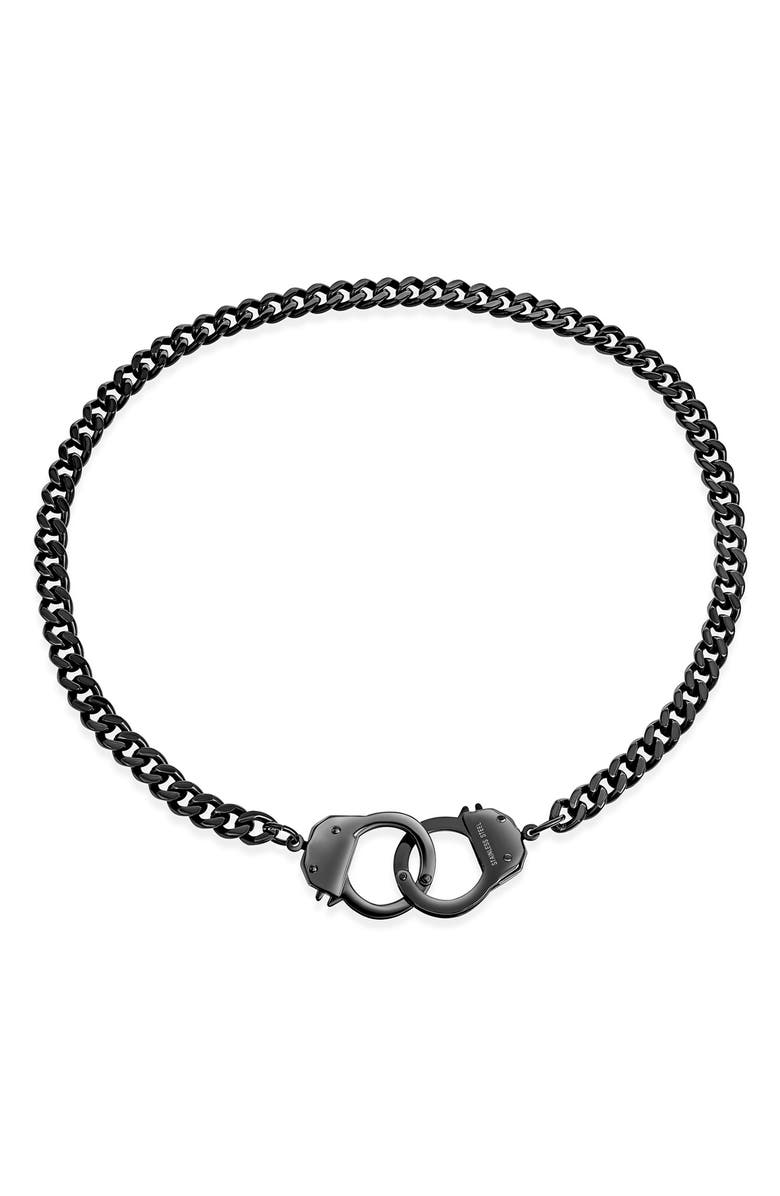 BLING JEWELRY Partners in Crime Handcuff Necklace, Main, color, 