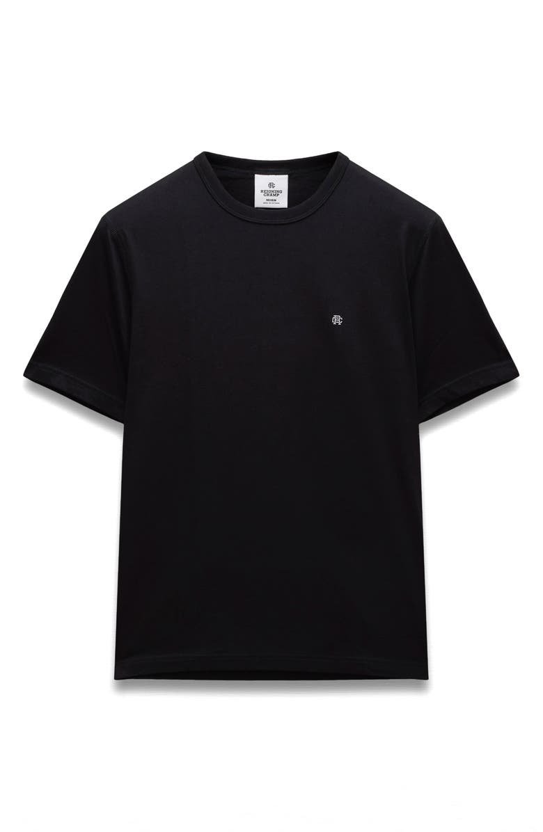 Reigning Champ Embroidered Monogram Lightweight Jersey T-Shirt, Alternate, color, Black