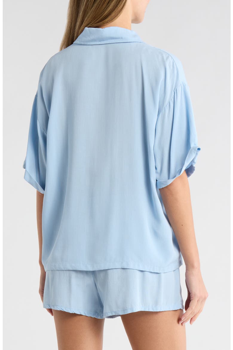 Heart Patch Cabana Button-Up Shirt & Shorts Cover-Up Set, Alternate, color, BLUE