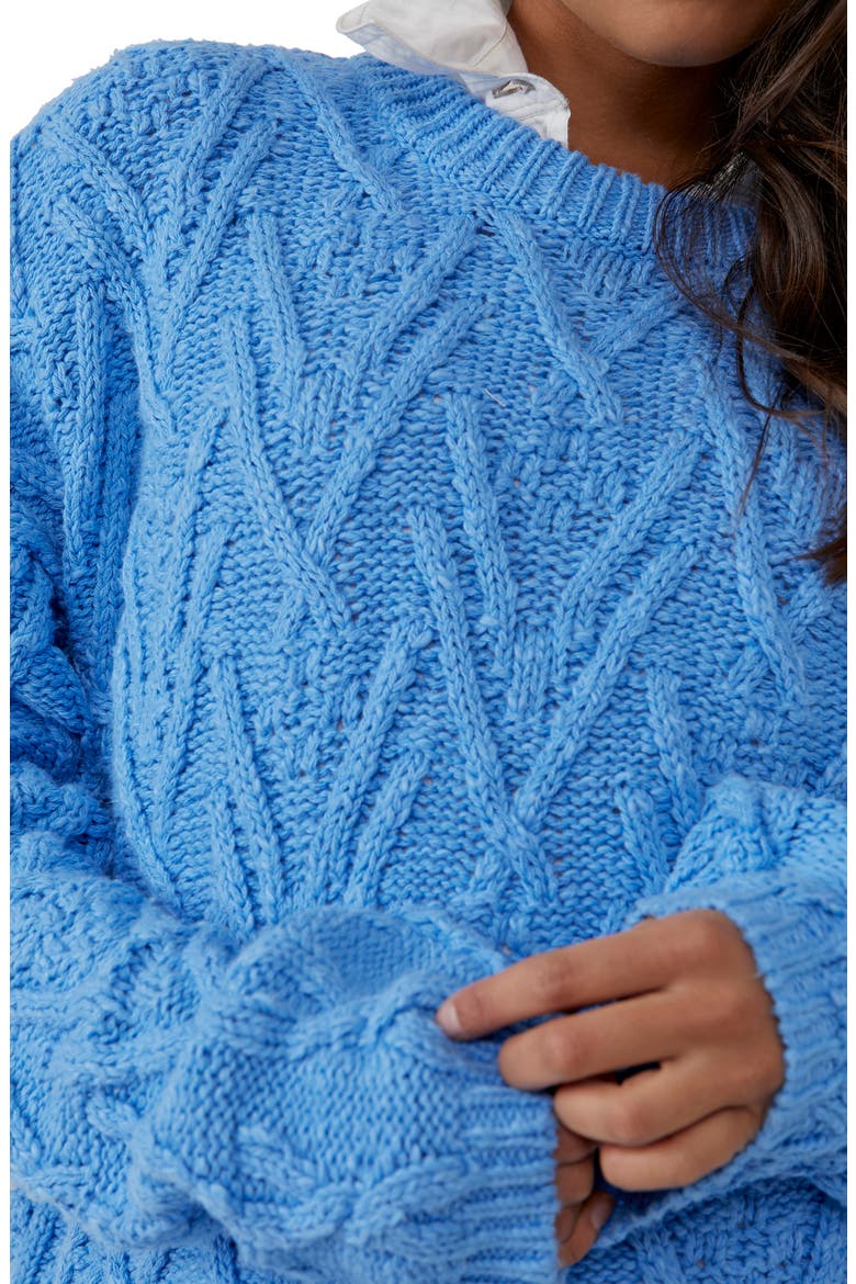 Isla Cable Stitch Tunic Sweater, Alternate, color, MARINE