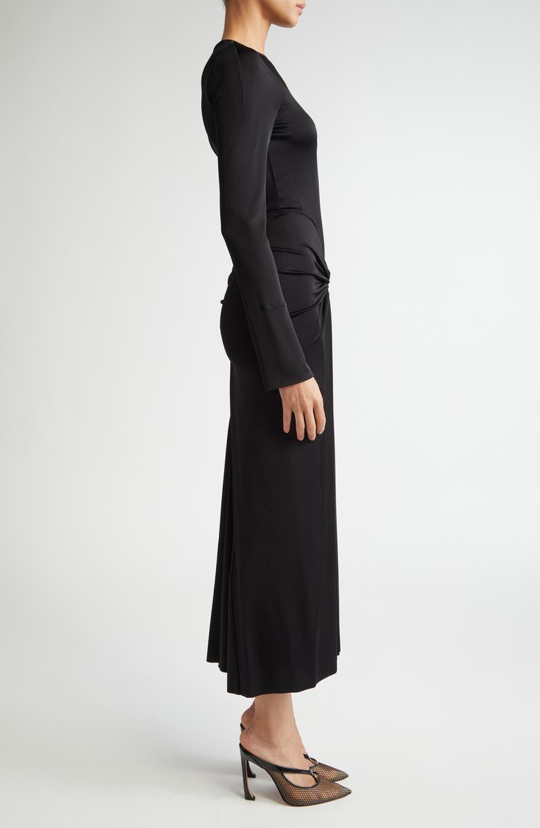 Victoria Beckham Long Sleeve Gathered Jersey Midi Dress, Alternate, color, Black