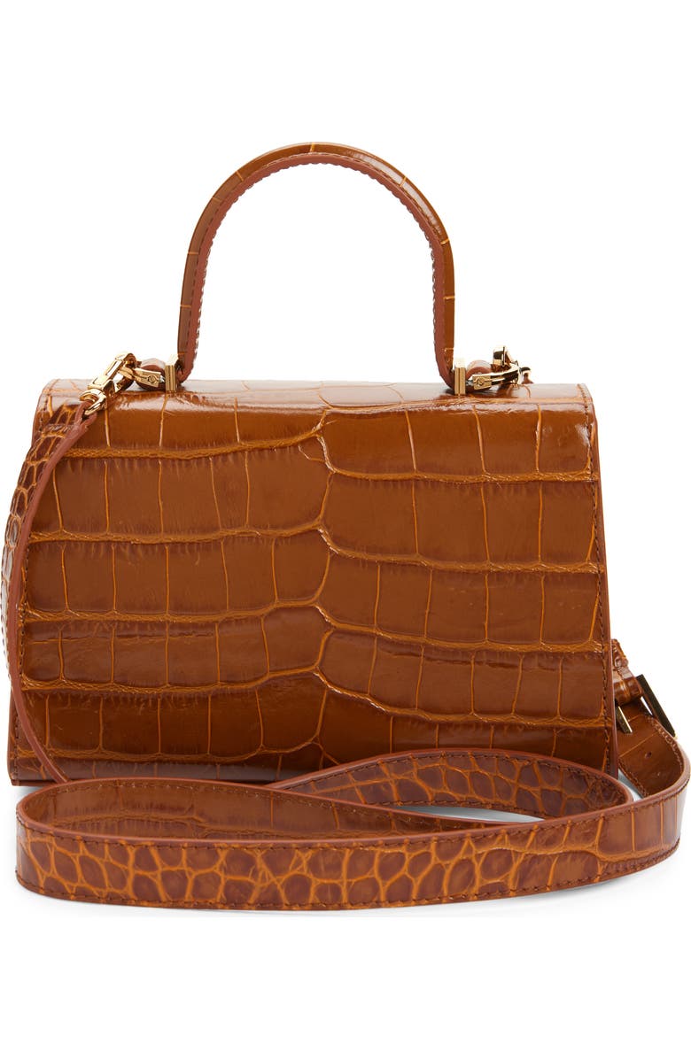 Versace Small Medusa '95 Croc Embossed Leather Top Handle Bag, Alternate, color, Light Brown Gold