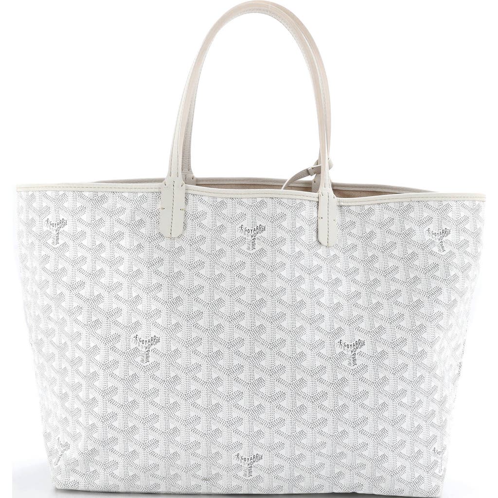 Pre-owned Goyard Goyard Saint Louis Tote Coated Canvas Pm In White