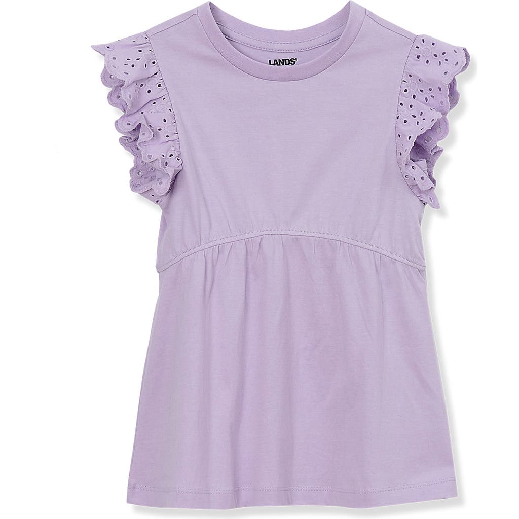 LANDS' END LANDS' END GIRLS FLUTTER SLEEVE TIERED PEASANT TOP