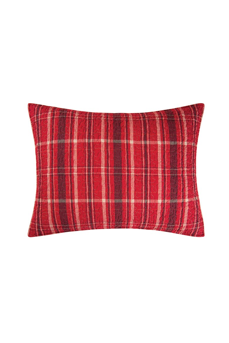 20" x 26" Collin Red Cotton Standard Sham - Machine Washable, Alternate, color, Red