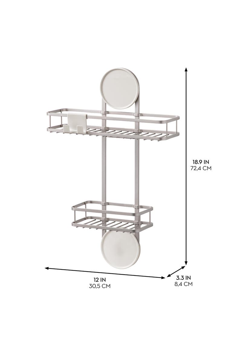 Self-Adhesive Shower Caddy with Razor Holder - Satin, Alternate, color, Satin