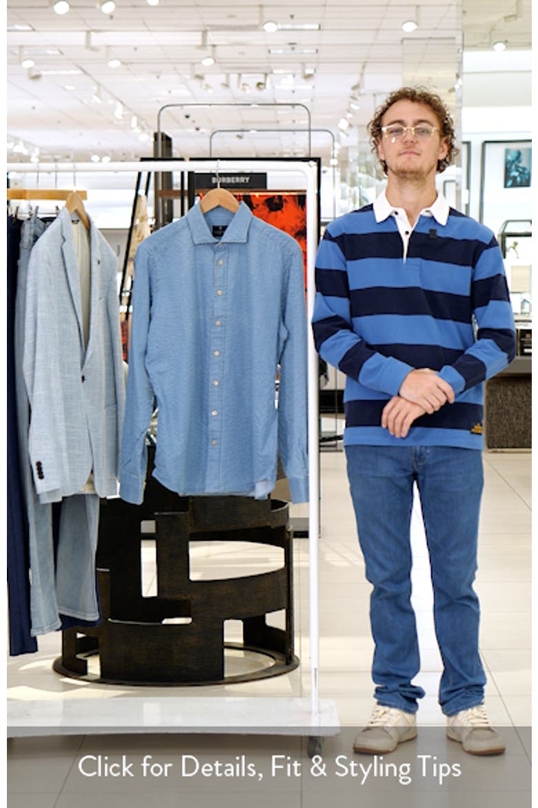 Crinkle Stripe Cotton Denim Button-Up Shirt video
