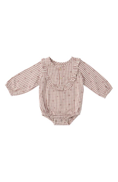 Kids' Printed Gingham Romper