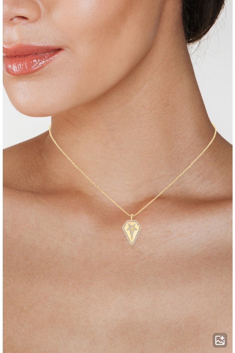 Cubic Zirconia Star Shield Pendant Necklace (Nordstrom Exclusive), Alternate, color, CLEAR GOLD