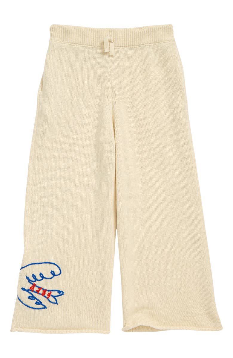 The Row Kids' Dove Embroidered Cashmere Wide Leg Pants, Main, color, 