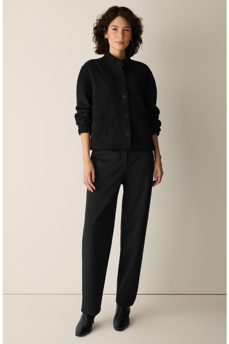 Stand Collar Wool Jacket, Alternate, color, BLACK