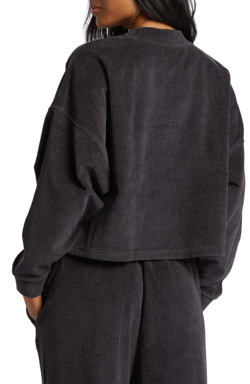 Shop Billabong Sweet Sun Ribbed Velour Sweatshirt In Black Sands