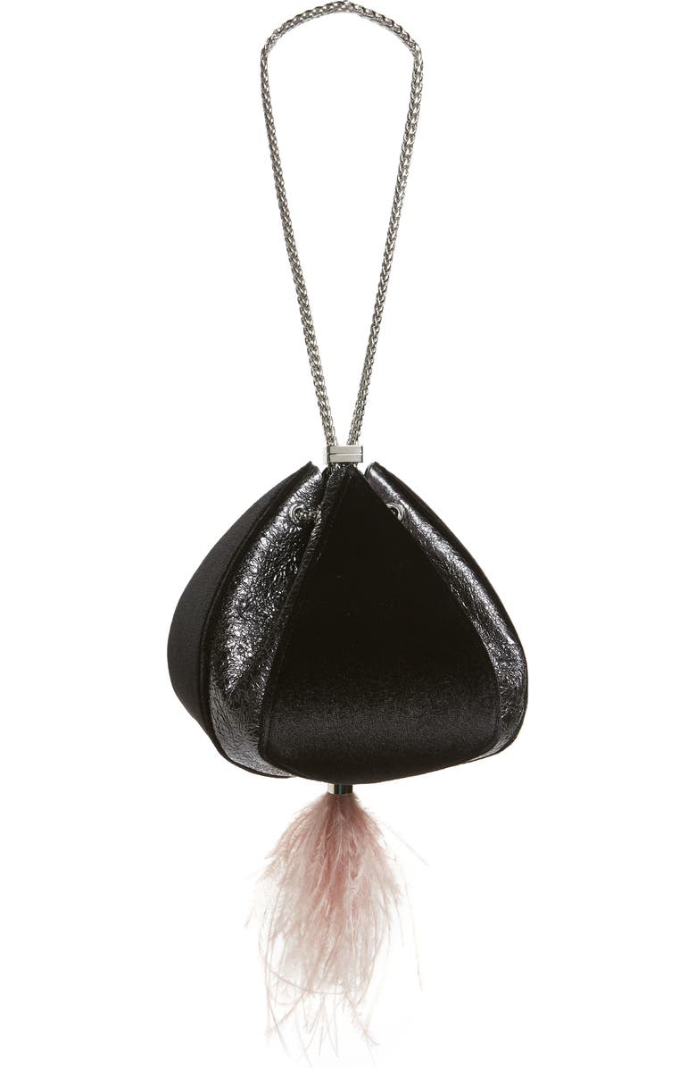 the VOLON Cindy Leather & Velvet Clutch, Alternate, color,