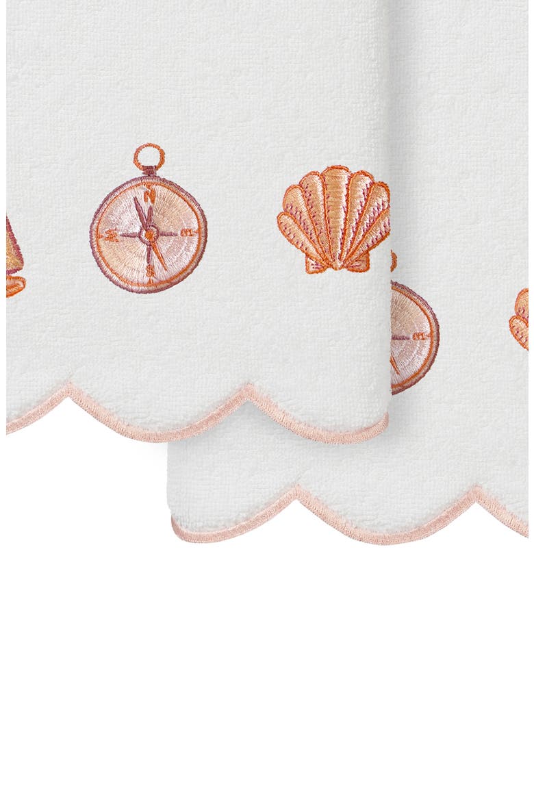 Sea Joy Scallop Pack of 2 Hand Towels, Alternate, color, WHITE/ PINK