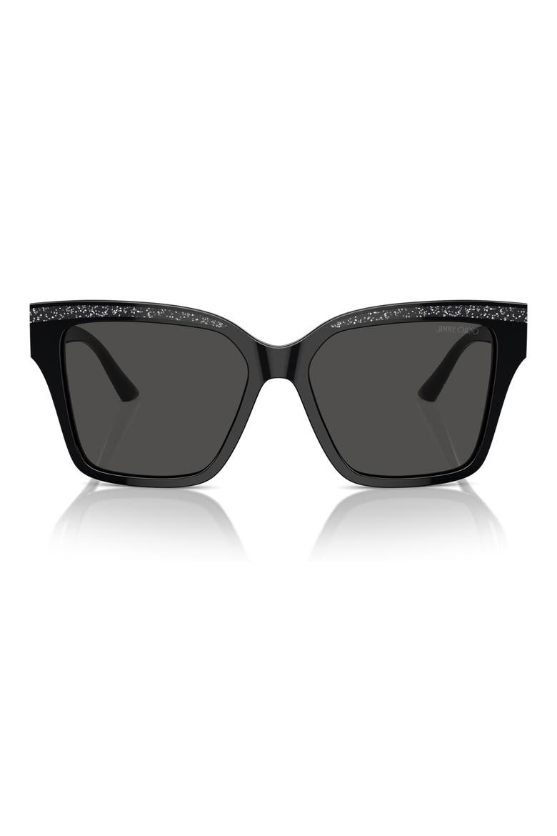 55mm Pillow Sunglasses, Main, color, BLACK / GLITTER / DARK GREY