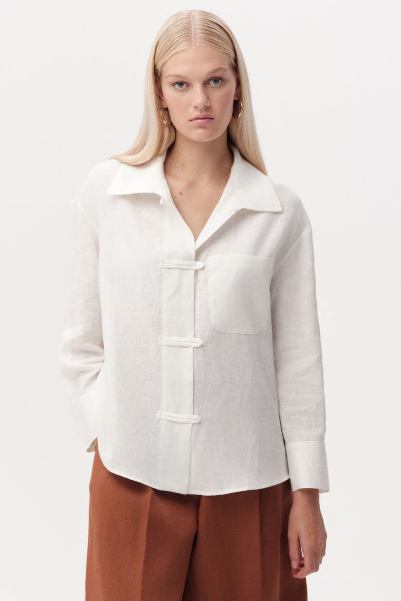 Cherine Linen Shirt With Pockets, Alternate, color, White