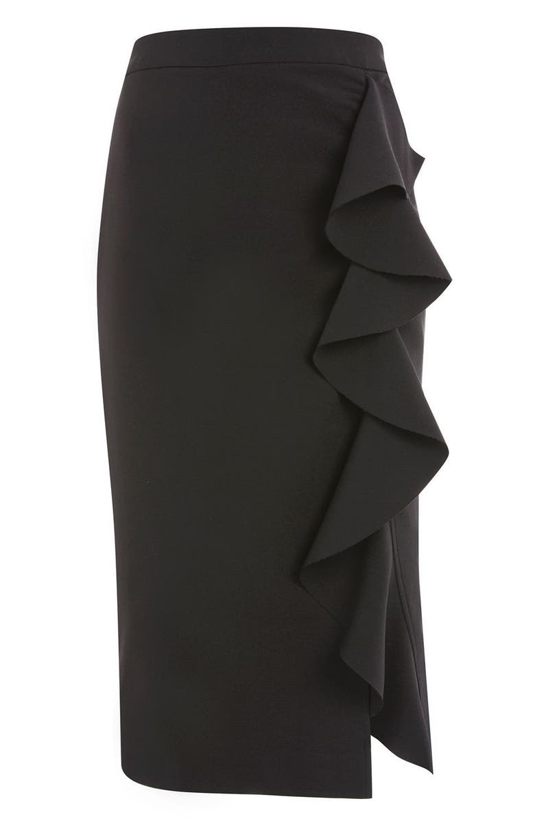 Topshop Ruffle Midi Skirt, Alternate, color, 