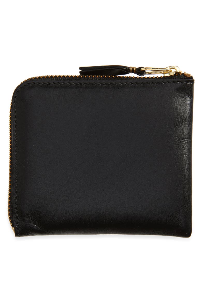Classic Leather Half Zip Wallet, Alternate, color, BLACK
