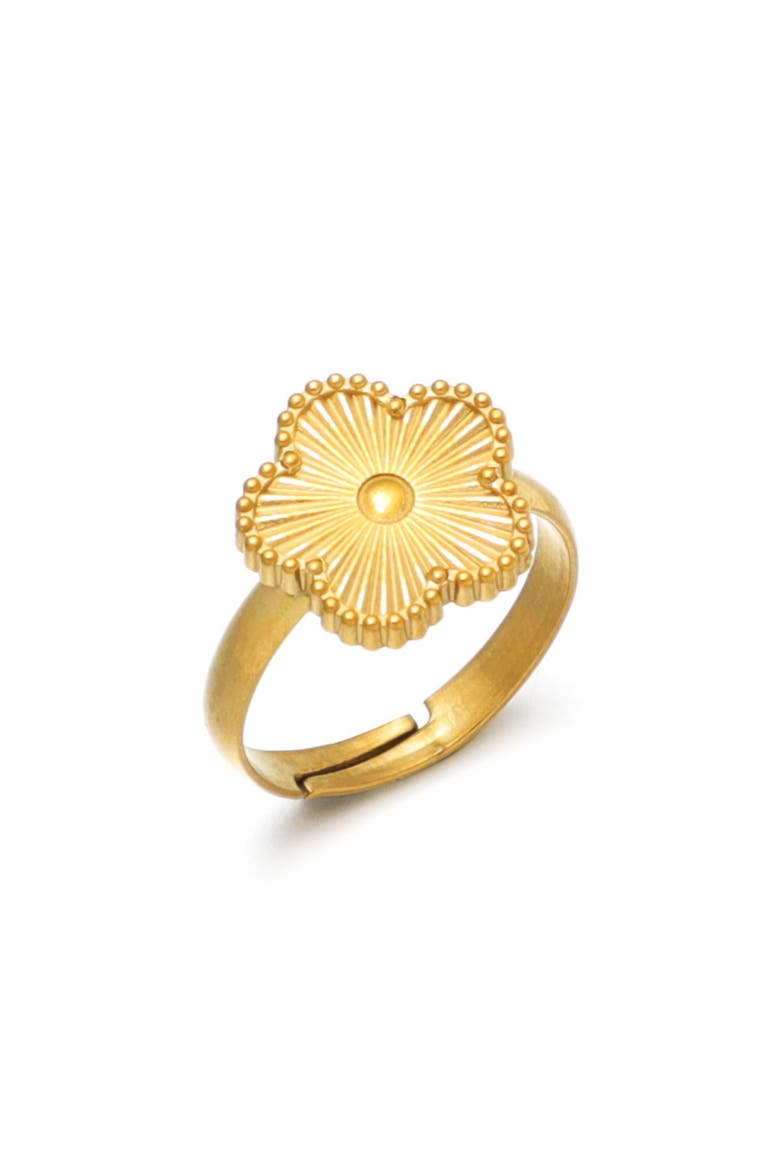 18K Gold Plated Flower Adjustable Band Ring, Main, color, GOLD