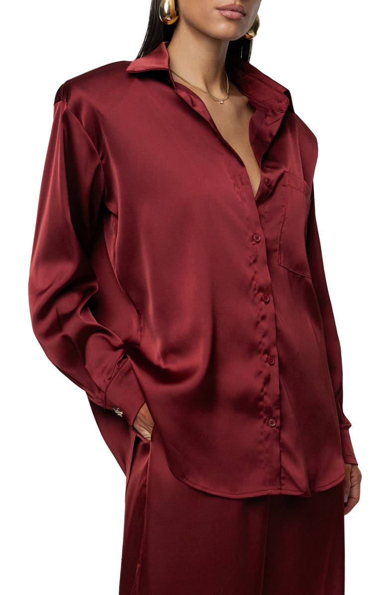 JLUXLABEL Island Ease Satin Shirt, Alternate, color, Red