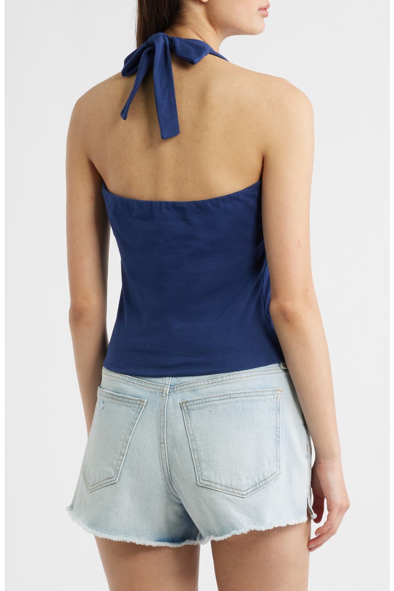 LA Cali Varsity Halter Cotton Top, Alternate, color, MEDIEVAL BLUE